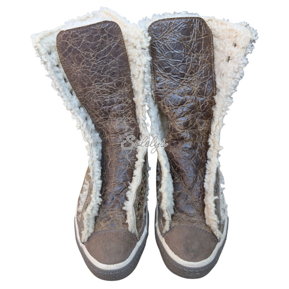 Converse RARE 2006 XHI 12 Eyelet Calf High Leather Wool Lined Boot Womens 10 - Picture 12 of 13